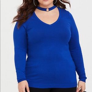 Torrid Blue Ring Choker V-Neck Size 2